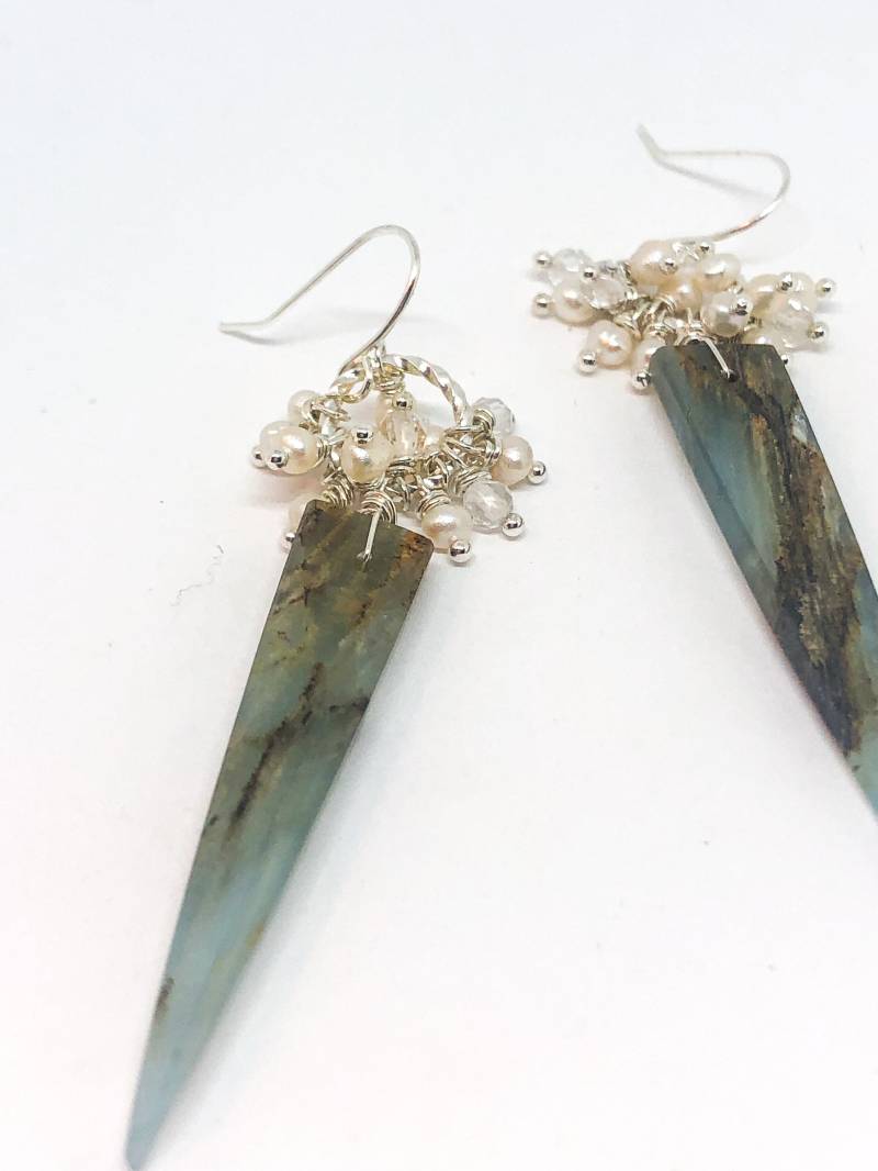 Edelstein Ohrringe Blau Baumeln Schmuck Für Mama Geschenk Sie Edelstein Handgemachte Frauen Unikat von HandmadebyElyseSara