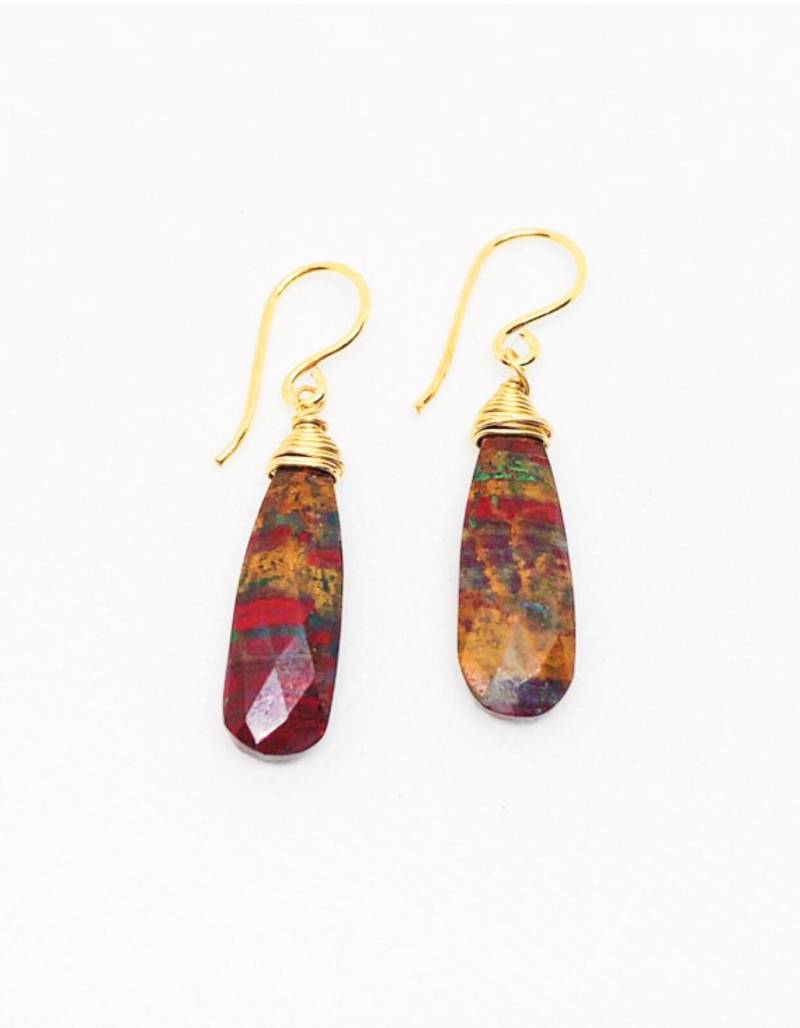 Edelstein Schmuck Für Damen. Ohrringe in Tropfenform. Rohstein Handarbeit Gold. Boho Stil Schmuck. Geschenk Frauen Ohrringe von HandmadebyElyseSara