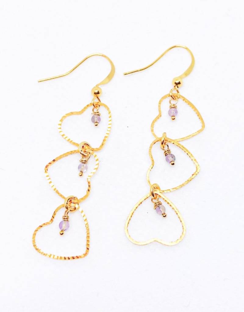 Herz Ohrringe Gold Handgemachtes Schmuck Einfache Geschenke Februar Geburtsstein Brautjungfer Geschenk Personalisierte Mammageschenk von HandmadebyElyseSara