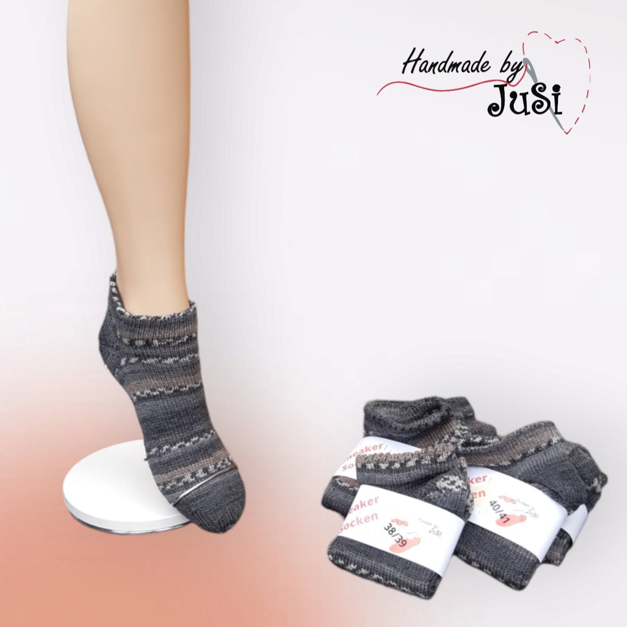 Braune Sneaker-Socken "Wood" Handgestrickt Gr. 36-47 Braune Sneaker-Socken "Wood" Handgestrickt Gr. 36-47 von HandmadebyJuSi