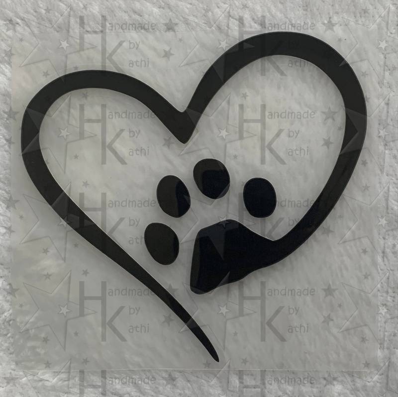 Bügelbild - Herz Mit Pfote/Tatze Viele Mögliche Farben von HandmadebyKathi