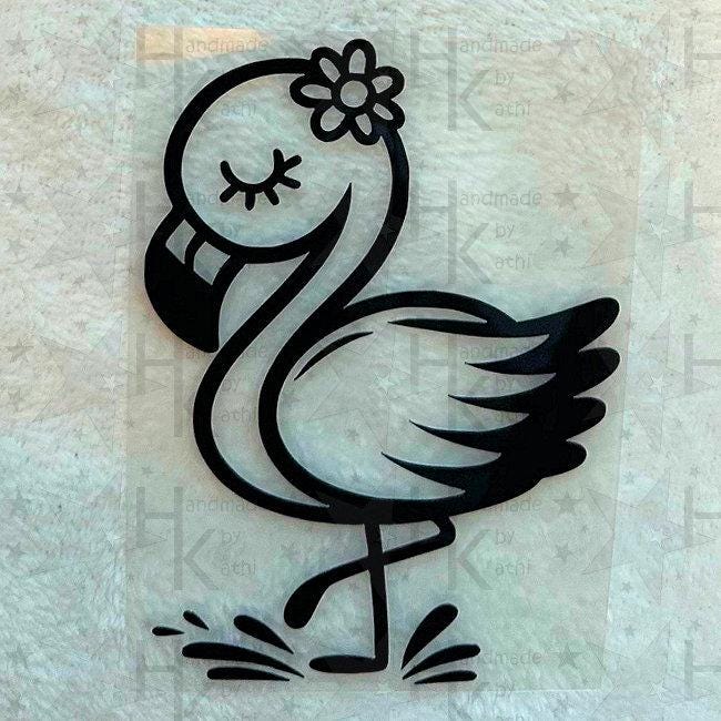 Bügelbild - Süßer Flamingo Mit Blume | Vogel Viele Mögliche Farben von HandmadebyKathi