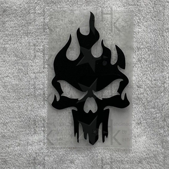 Bügelbild - Totenkopf/Schädel Mit Flammen | Feuer Viele Mögliche Farben von HandmadebyKathi