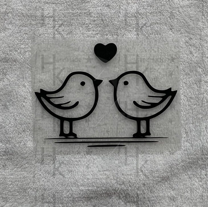 Bügelbild - Zwei Süße Vögel Mit Herz Viele Mögliche Farben von HandmadebyKathi