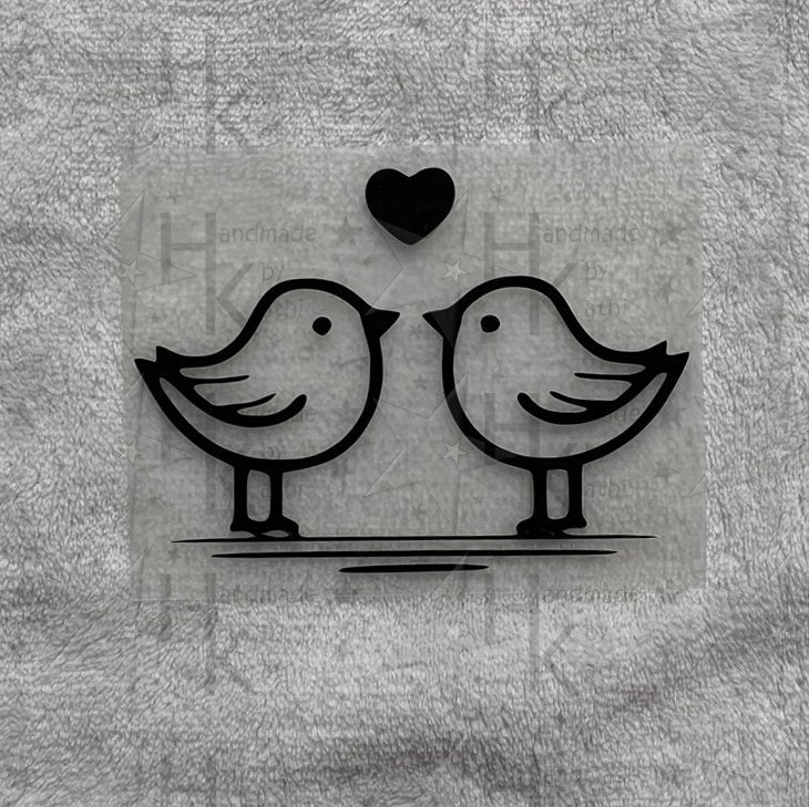 Bügelbild - Zwei Süße Vögel Mit Herz Viele Mögliche Farben von HandmadebyKathi