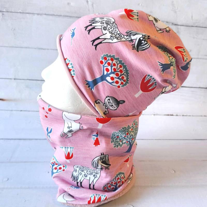 Beanie Oder Set | Mütze+Halssocke "Moomins", Rosa, Mütze Und Loop Für Mädchen Mützen Herbst Winter Frühling Kinder Erwachsene von HandmadebyKatziShop
