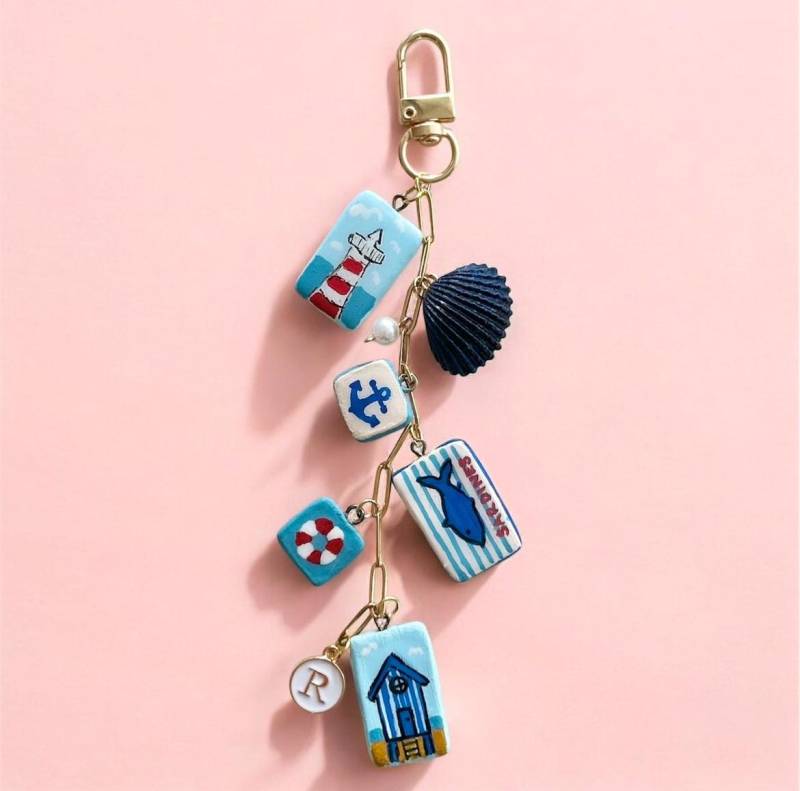 Nautical Bag Charm For Purse Style Accessory Gift Idea Summer Beach Theme Coastal Decoration Handmade Design Maritime Pendant Sailor von HandmadebyKeraniShop