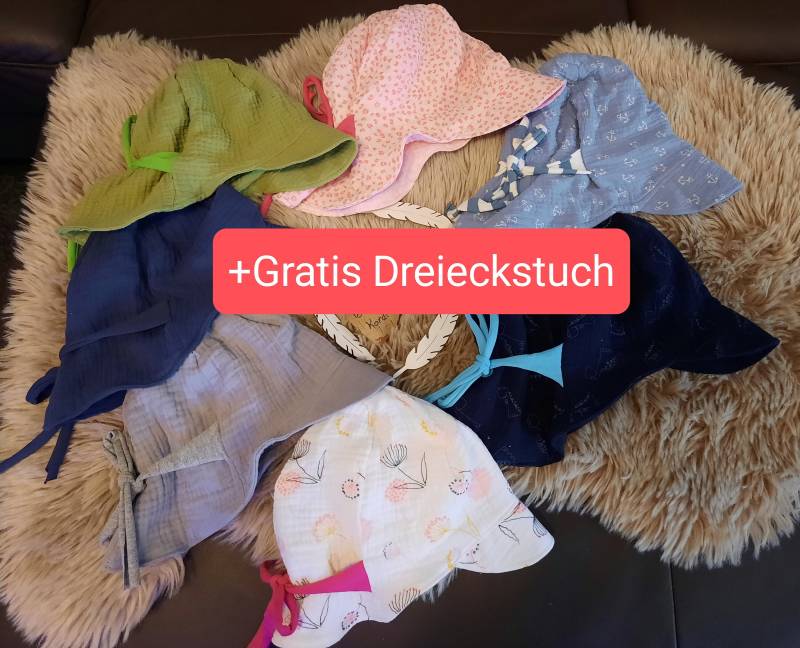 Musselinmütze Sommerhut Musselin Nackenschutz Schirmmütze Sonnenhut Baby Musselinmütze Sommerhut Musselin Nackenschutz Schirmmütze Sonnenhut Baby von HandmadebyKordi