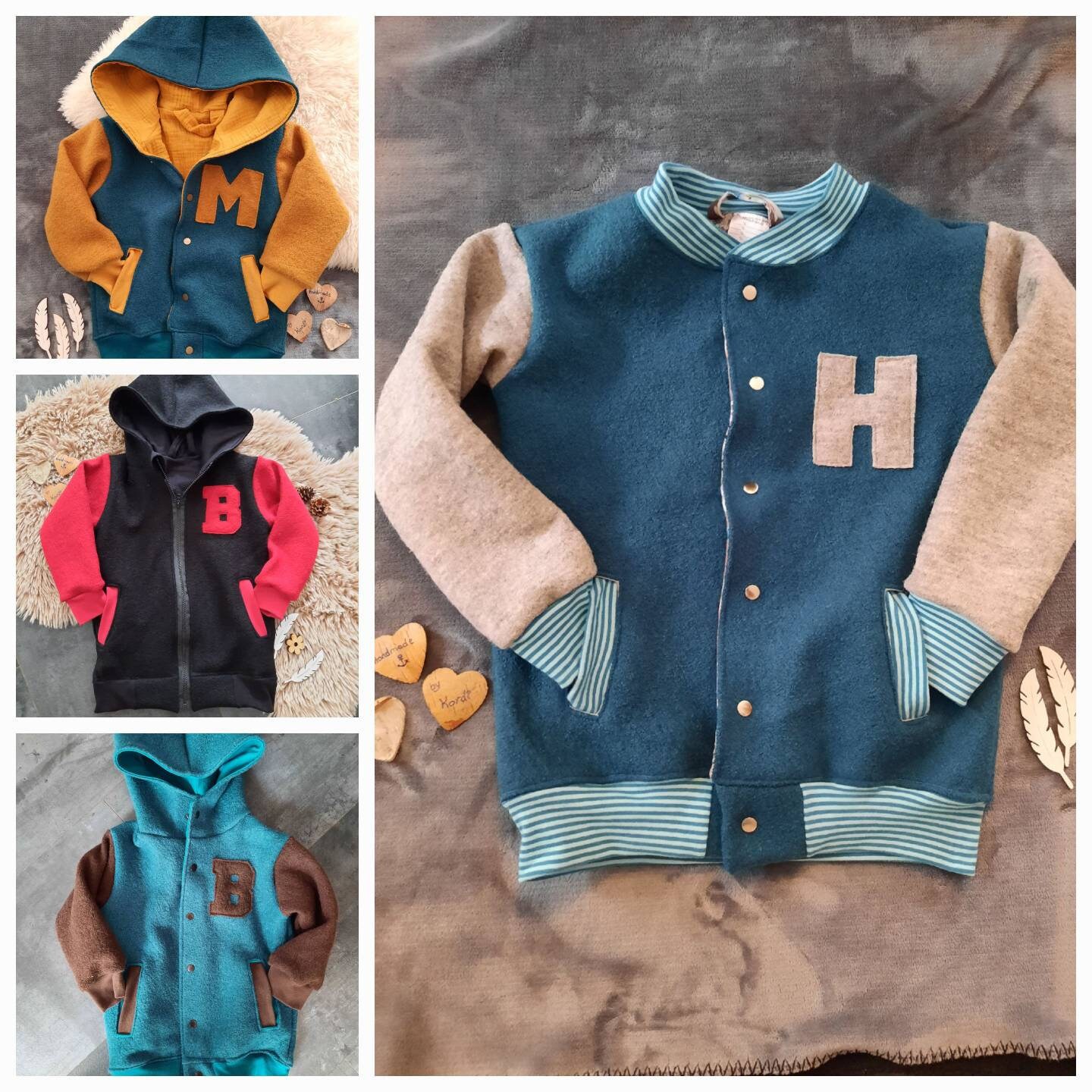 Walkjacke Collegejacke Übergangsjacke Walkcollegejacke Walkjacke Collegejacke Übergangsjacke Walkcollegejacke von HandmadebyKordi