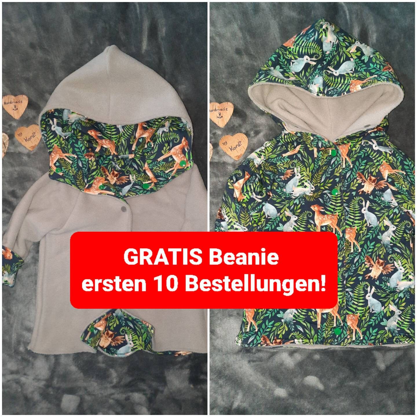 Wendejacke Übergangsjacke Fleecejacke Waldtiere Dinos Einhorn Pferd Baufahrzeuge Wendejacke Übergangsjacke Fleecejacke Waldtiere Dinos Einhorn Pferd Baufahrzeuge von HandmadebyKordi
