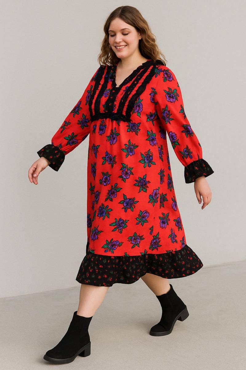 Handgefertigtes Flanell Rüschen Kleid, Herbst, Winter Warme Kleid - Größe Us von HandmadebyNadya