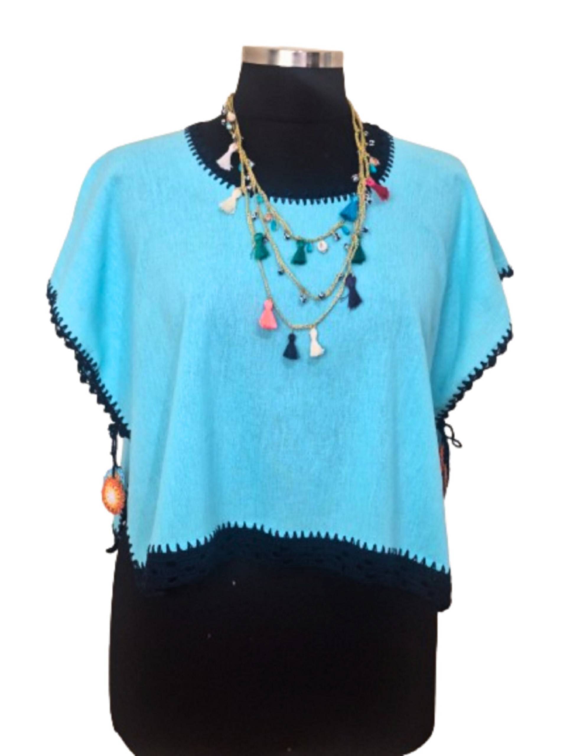 Boho Mandala String Crop Top - Gehäkelte Spitze in Petrol Blau Hippie Kleidung Größe L-xl Muttertagsgeschenk von HandmadebyNadya