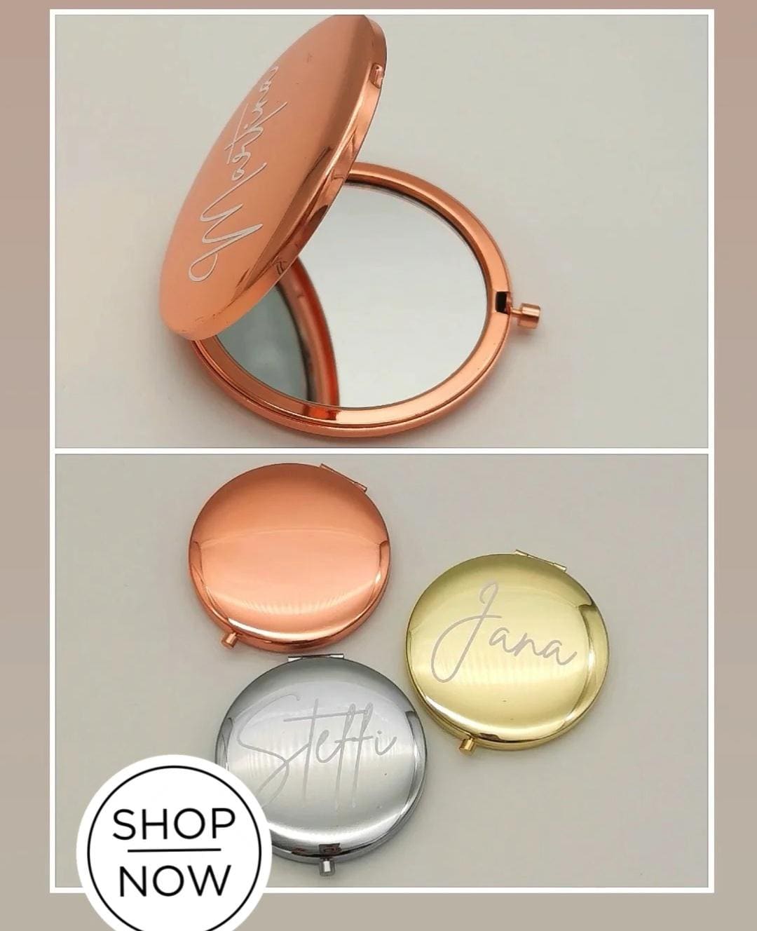 Personalisierter Taschenspiegel Mit Name Geschenk Freundin Weihnachten - Trauzeugin Mini Spiegel Schminkspiegel von HandmadebyjaniShop