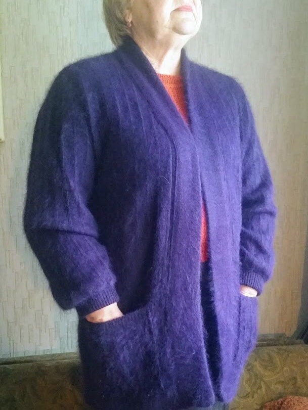 Vintage Angora-strickjacke Lila Seide Gefüttert, Offene Front | L-xxl von HandmadeitemsLV