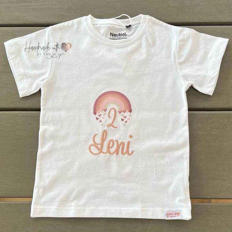 Personalisiertes Geburtstagsshirt Mit Zahl & Regenbogen Bestickt I Zahlenshirt Shirt Geburtstag von HandmadelovebyTanja