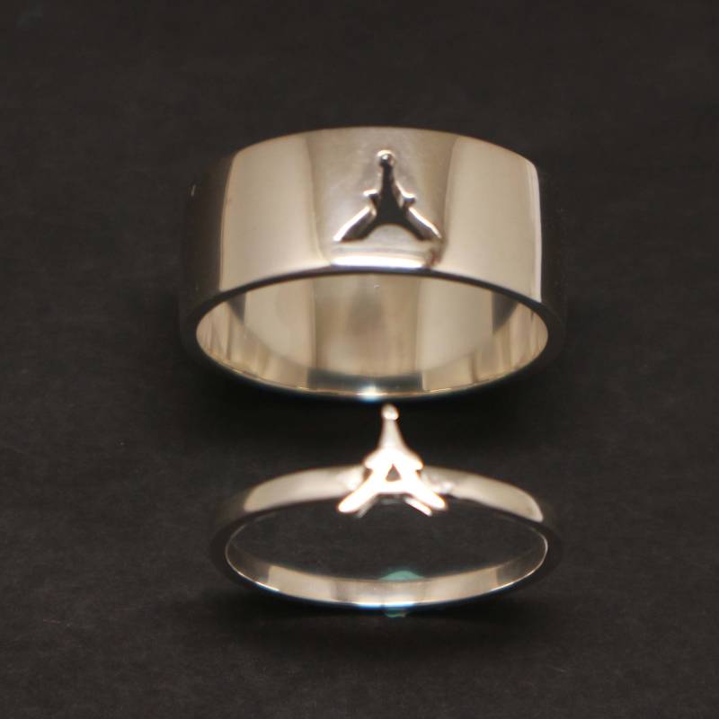 Eiffelturm Passender Versprechensring Für Paare - Flitterwochen Paris Frankreich Reisegeschenke, Fertigen Sie Ihren Wertvollsten Moment in Einen von HandmadoJewelry