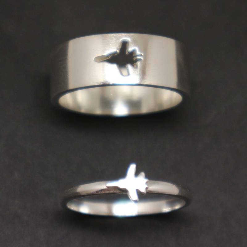 Flugzeug Versprechen Ring Für Paar - Einsatz Geschenk, Sie Und Ihn Ring, Alternative Verlobung Passender Vater Tochter Geschenk von HandmadoJewelry