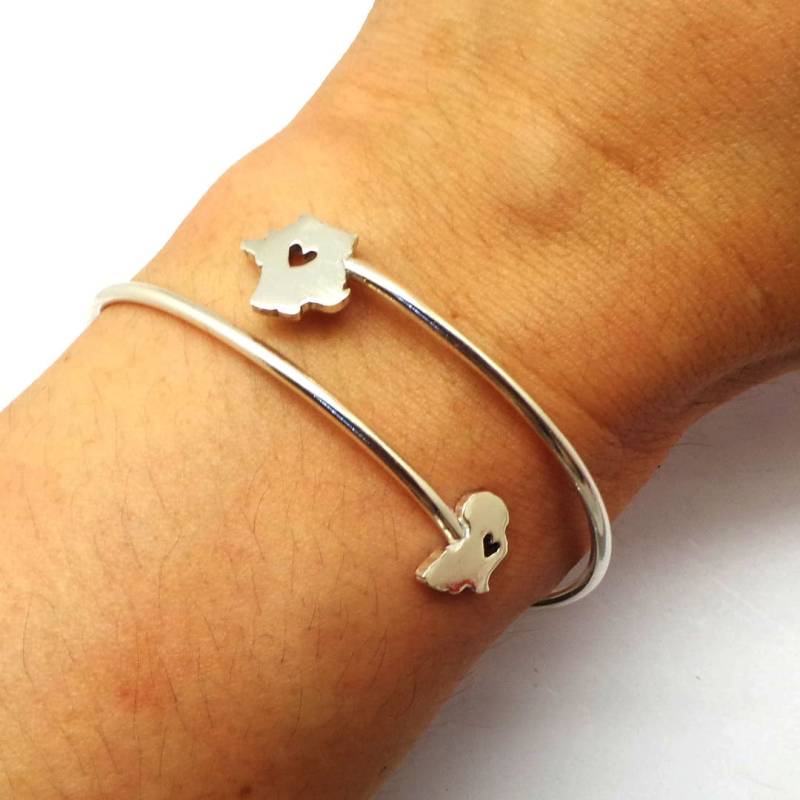 Silber Frankreich Nach Afrika Armreif Verstellbares Armband, Benutzerdefinierte Geburtsstein von HandmadoJewelry