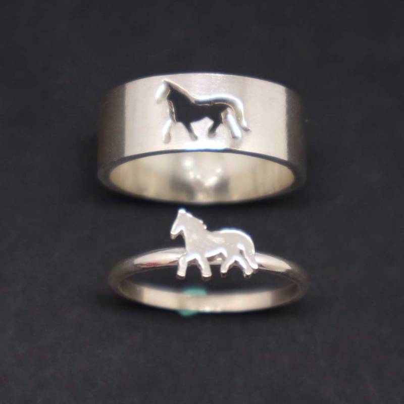 Pferd Paar Set Versprechen Ring - Schmuck, Sein Und Ihr Ring, Alternative Verlobung Hochzeit Matching Geschenk Für Pferdeliebhaber von HandmadoJewelry
