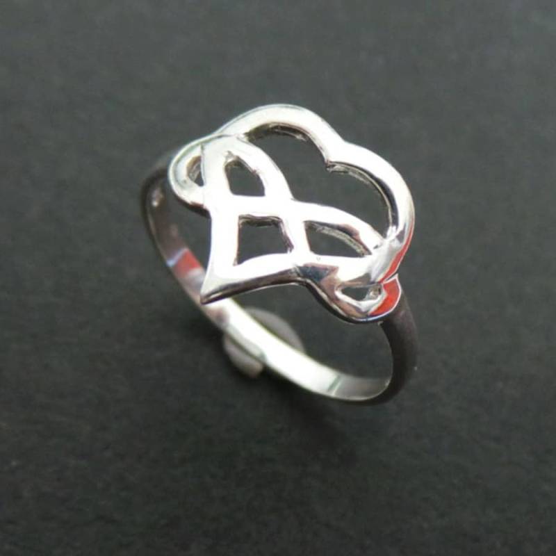 Polyamory Herz Infinity Triade Ring - 925 Sterling Love Knot Schmuck, Größe 14 von HandmadoJewelry