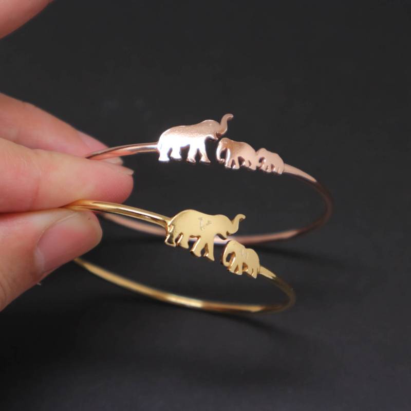 Silber 3 Elefant Armband Armreif von HandmadoJewelry