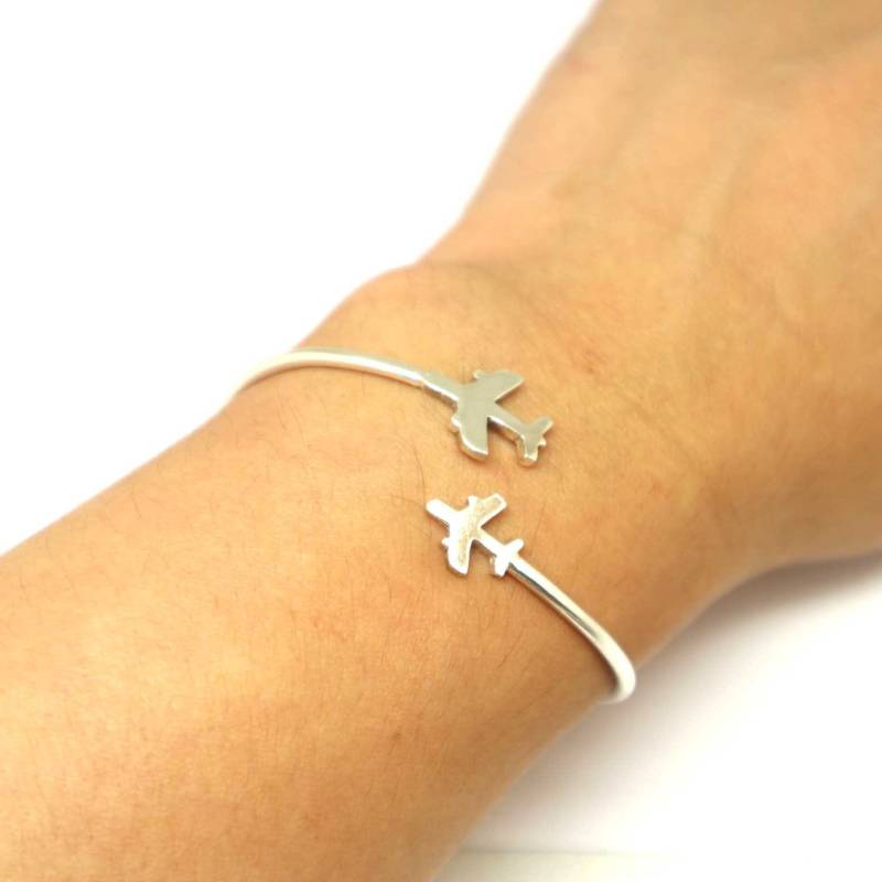 Silber Flugzeug Armband - Schmuck, Pilot Geschenk, Flugbegleiter Reise Wanderer, Fern Geschenk von HandmadoJewelry