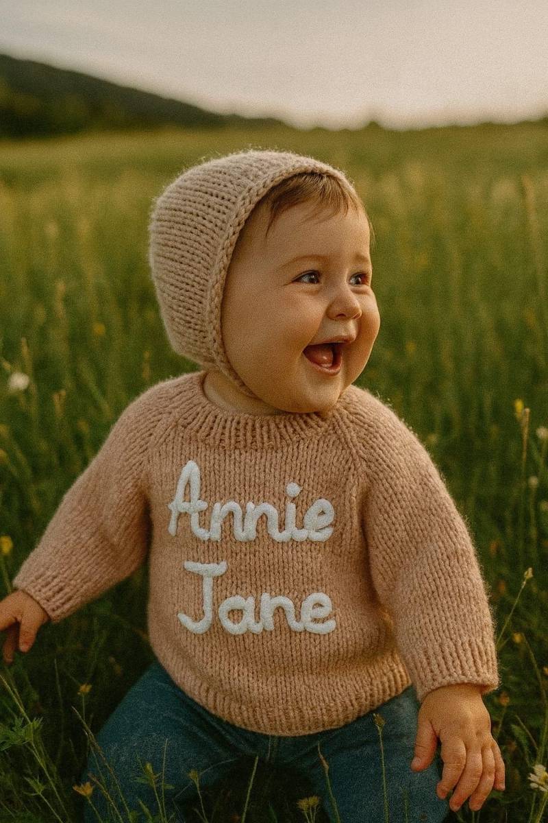 Babypullover Mit Namen Gestrickt, Pullover Namen, Gestrickt Babypullover Mit Namen Gestrickt, Pullover Namen, Gestrickt von Handokasweaves
