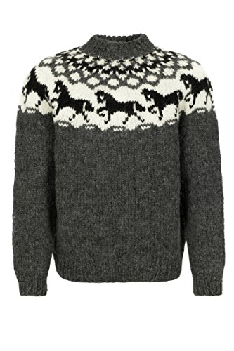 Handgestrickter Isländer Islandpferde Pullover - Islandpullover - Tölter - Grau - Gr. XS von Handprjonasamband Islands