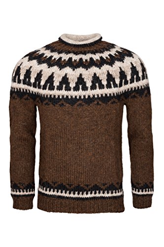Handgestrickter Islandpullover/Rollkragen-Pullover HSI-218 - Schoko-braun Size S von Handprjonasamband Islands