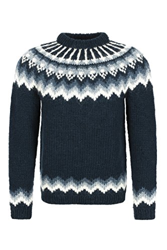 Handgestrickter Islandpullover - Langarm Wollpullover mit Rundhals - dunkelblau - Gr. L Handgestrickter Islandpullover - Langarm Wollpullover mit Rundhals - dunkelblau - Gr. L von Handprjonasamband Islands