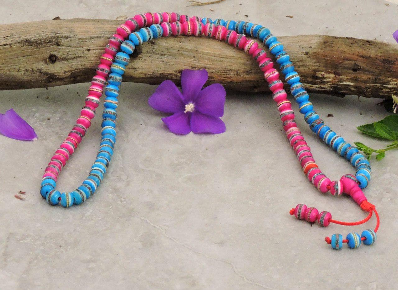 Healing Eingebettet 108 Perlen Mala Für Meditation - Fuchsia Und Himmelblau Healing Eingebettet 108 Perlen Mala Für Meditation - Fuchsia Und Himmelblau von HandsOfTibet