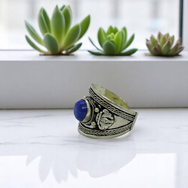 Lapis Lazuli Ring Tibetsilber Boho Einstellbar Statement Ring Lapis Lazuli Ring Tibetsilber Boho Einstellbar Statement Ring von HandsOfTibet