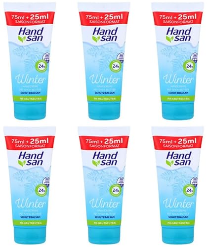 6x Handsan Winter Handcreme 2in1 24h Feuchtigkeit mit Shea & Cocoa Butter,100ml (6er Pack) von Hand san