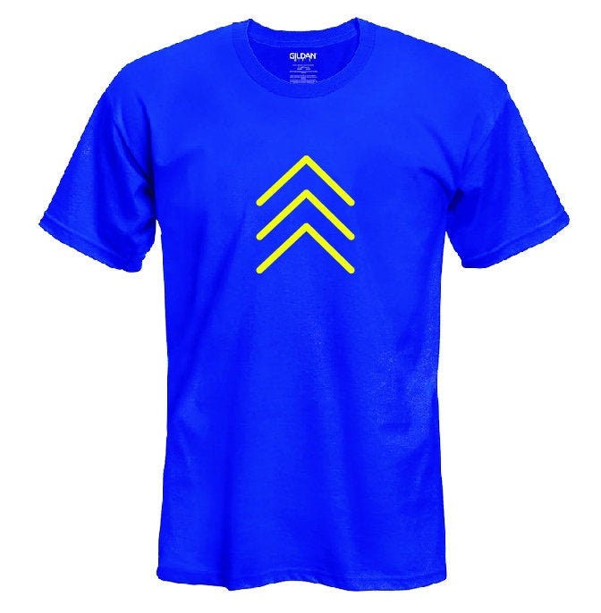 Down-Syndrom Bewusstsein T-Shirt Blaue & Gelbe Drei Pfeile, Chevrons von HandsomePotato