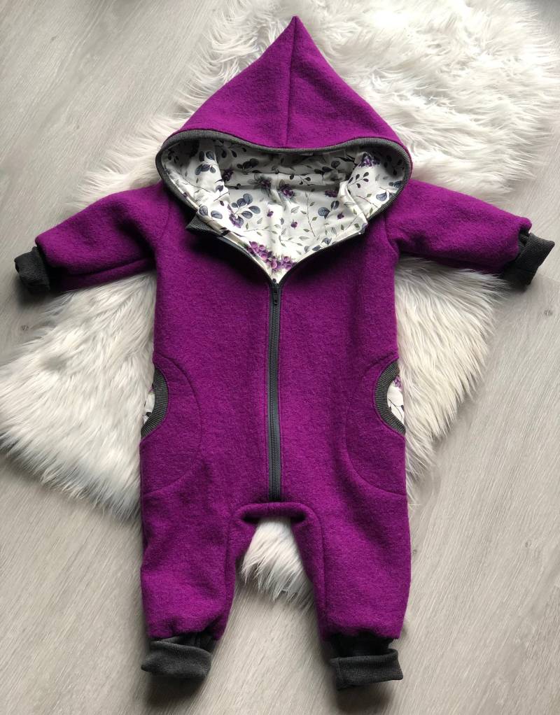 Walkoverall | Walkanzug Babyoverall Wollwalk Gefüttert Mit Reißverschluss in Beere Gr. 86/92 Für Mädchen Sofortkauf von HandundFadenShop