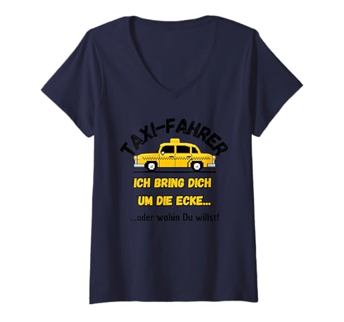 Damen Lustiges Taxi Design – Geschenk für Taxifahrer T-Shirt mit V-Ausschnitt Damen Lustiges Taxi Design – Geschenk für Taxifahrer T-Shirt mit V-Ausschnitt von Handwerk und Mehr