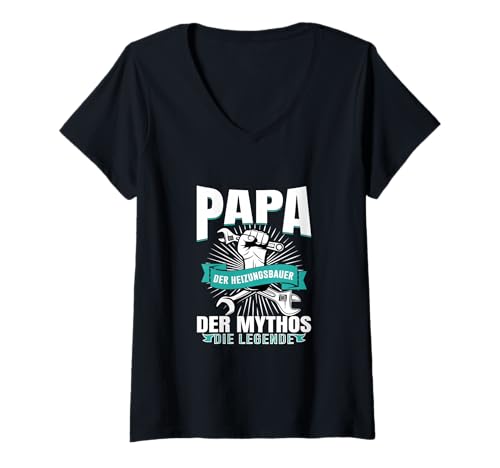 Damen Papa der Heizungsbauer Lustiges Handwerker Design für Väter T-Shirt mit V-Ausschnitt Damen Papa der Heizungsbauer Lustiges Handwerker Design für Väter T-Shirt mit V-Ausschnitt von Handwerker Heizungsbauer Heizungsheld Papa