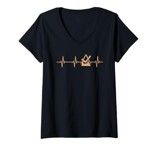 Damen Schreiner Herzschlag Zunftzeichen Tischler T-Shirt mit V-Ausschnitt Damen Schreiner Herzschlag Zunftzeichen Tischler T-Shirt mit V-Ausschnitt von Handwerker Schreiner Tischler Zunft