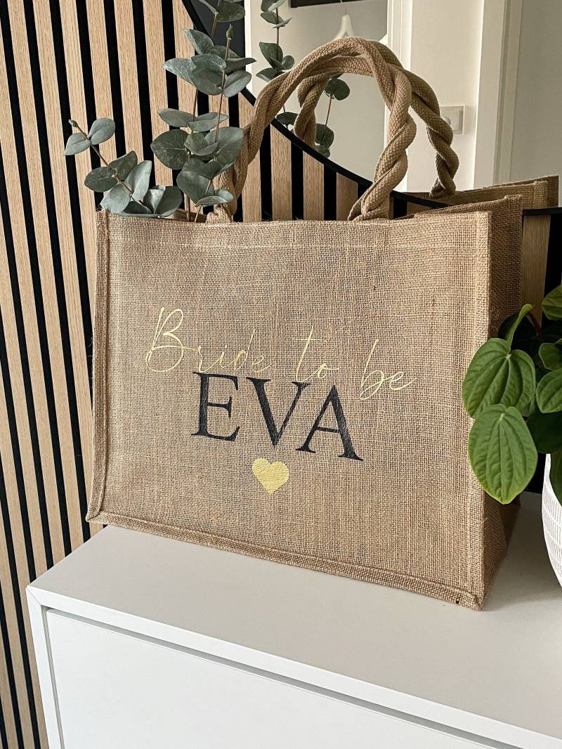 Jutetasche, Personalisierte Brauttasche, Einkaufstasche, Braut, Junggesellinenabschied, Tasche Mit Namen, Bride To Be, Brautgeschenk von HandwerkevonMarina