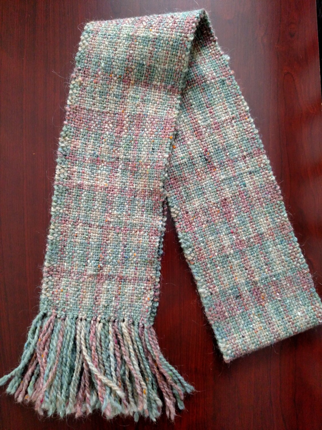 Handgewebte Schal - Heathered Wolle Merino/Mohair Erde, Grasshopper, Taube. #14C87 Handgewebte Schal - Heathered Wolle Merino/Mohair Erde, Grasshopper, Taube. #14C87 von HandwovenWonders