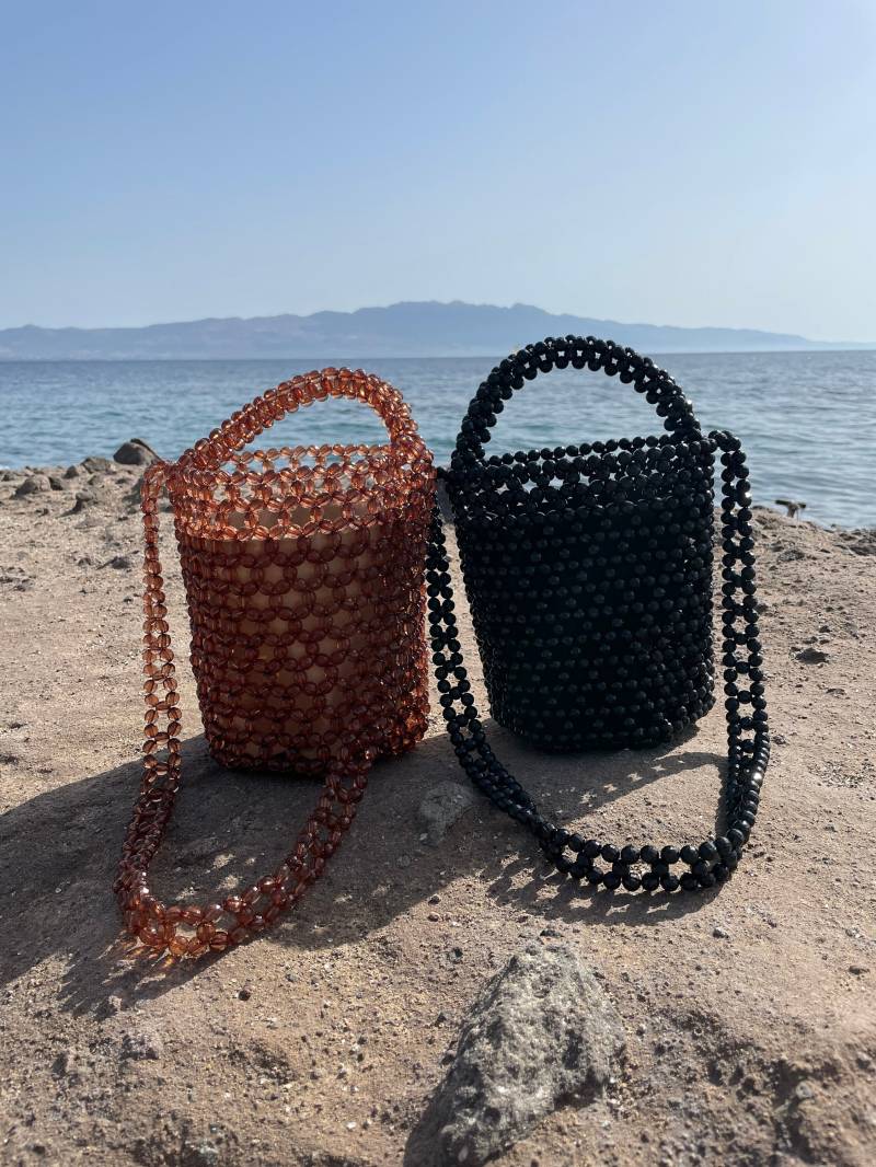 Perlen Tasche I Geldbörse Retro Clutch Schultertasche Handgemachte Vintage Weiße von HaneAtelierBags