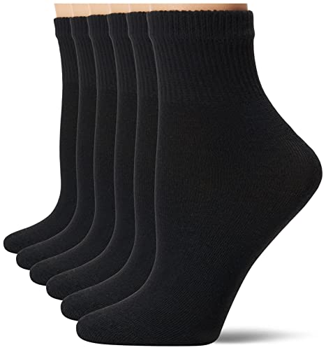 Hanes Ultimate Damen-Knöchelsocken, Komfort-Zehennaht, 6er-Pack, schwarz von Hanes Ultimate