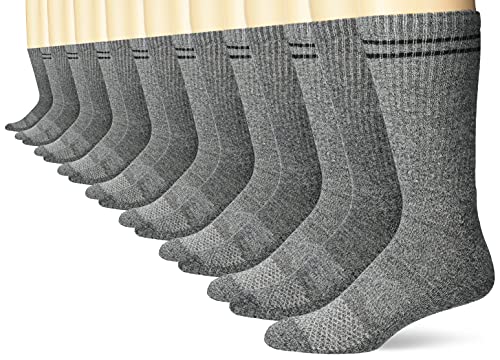 Hanes Ultimate Herren, feuchtigkeitsableitend, gepolstert, mit Belüftung Hanes Wicking Cushioned Ventilation Crew Socken, Schwarz/Grau meliert, Einheitsgröße von Hanes Ultimate