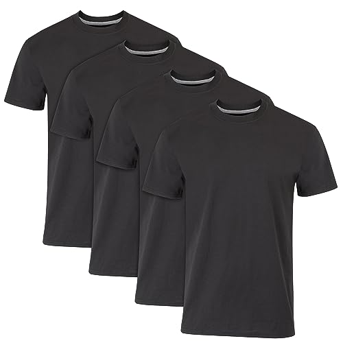 Hanes Ultimate Herren 4er-Pack FreshIQ Slim Fit Crew T-Shirt, Schwarz, Größe L, 4er-Pack, Schwarz, L von Hanes