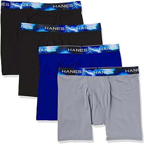 Hanes Ultimate Herren Sport X-Temp Boxershorts, Ultraleicht, Lange Beine, 4er-Pack Retroshorts, Sortiert, X-Large von Hanes Ultimate