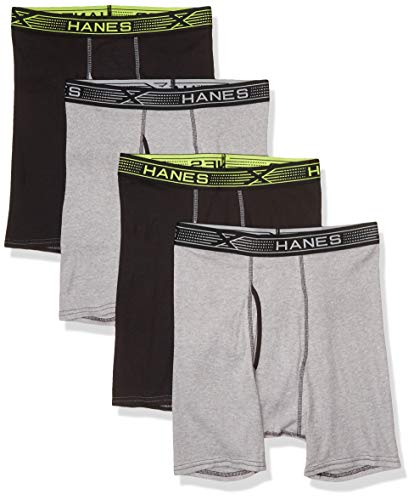 Hanes Herren Ultimate Sport X-Temp Comfort Boxershorts, Retroshorts, Schwarz/Grau, 4er-Pack, Medium von Hanes
