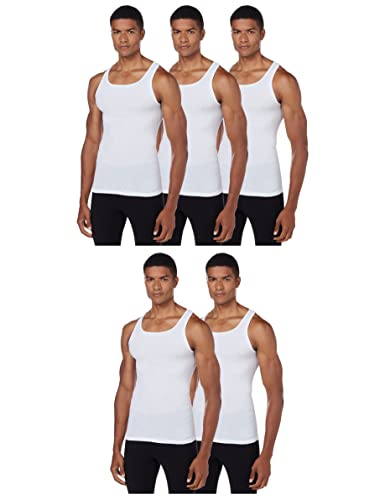 Hanes Ultimate Herren Ultimate ComfortBlend Tank with FreshIQ 5-Pack Unterwäsche, weiß, Klein (5er Pack) von Hanes