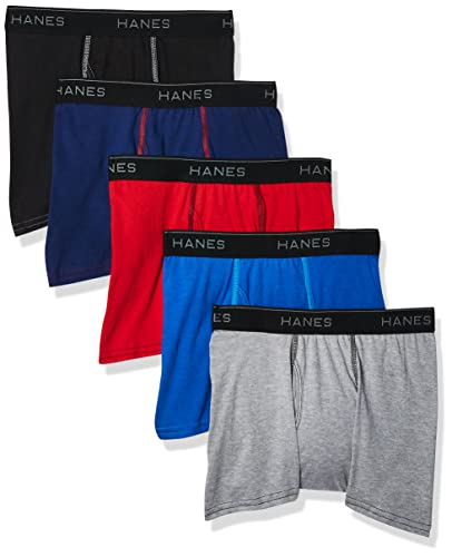 Hanes Ultimate Jungen Boys' 5-Pack Boxer Briefs Retroshorts, Blau/Rot/Schwarz Sortiert, Medium von Hanes Ultimate