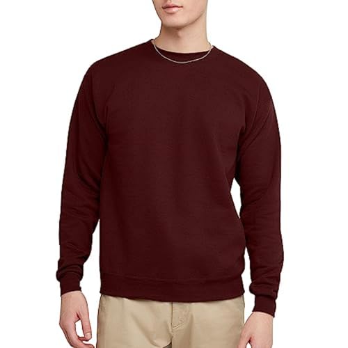 Hanes Herren EcoSmart Fleece Pullover Crewneck 2er Sweatshirt, Glühbeere, 1er-Pack, S von Hanes