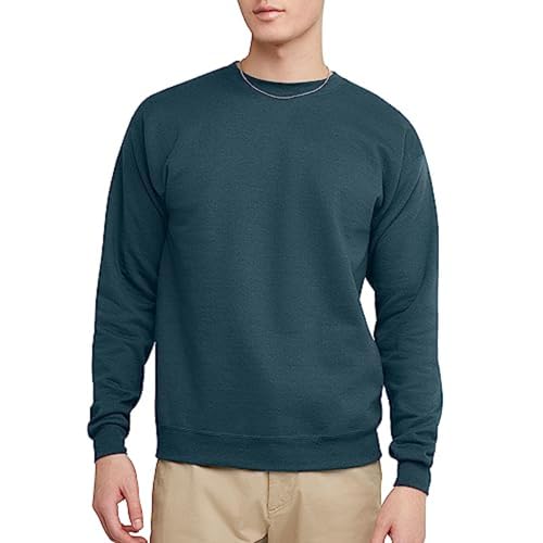 Hanes Herren EcoSmart Fleece Pullover Crewneck 2er Sweatshirt, Metallic-Blaugrün, 1er-Pack, XXXL von Hanes
